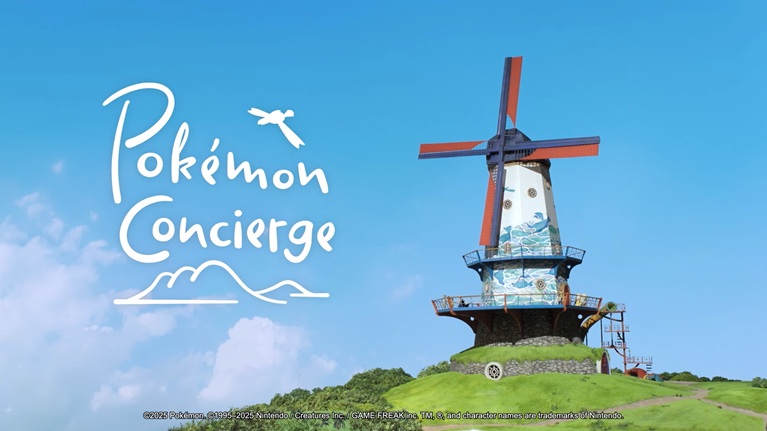 Pokémon Concierge logo with a windmill on the side